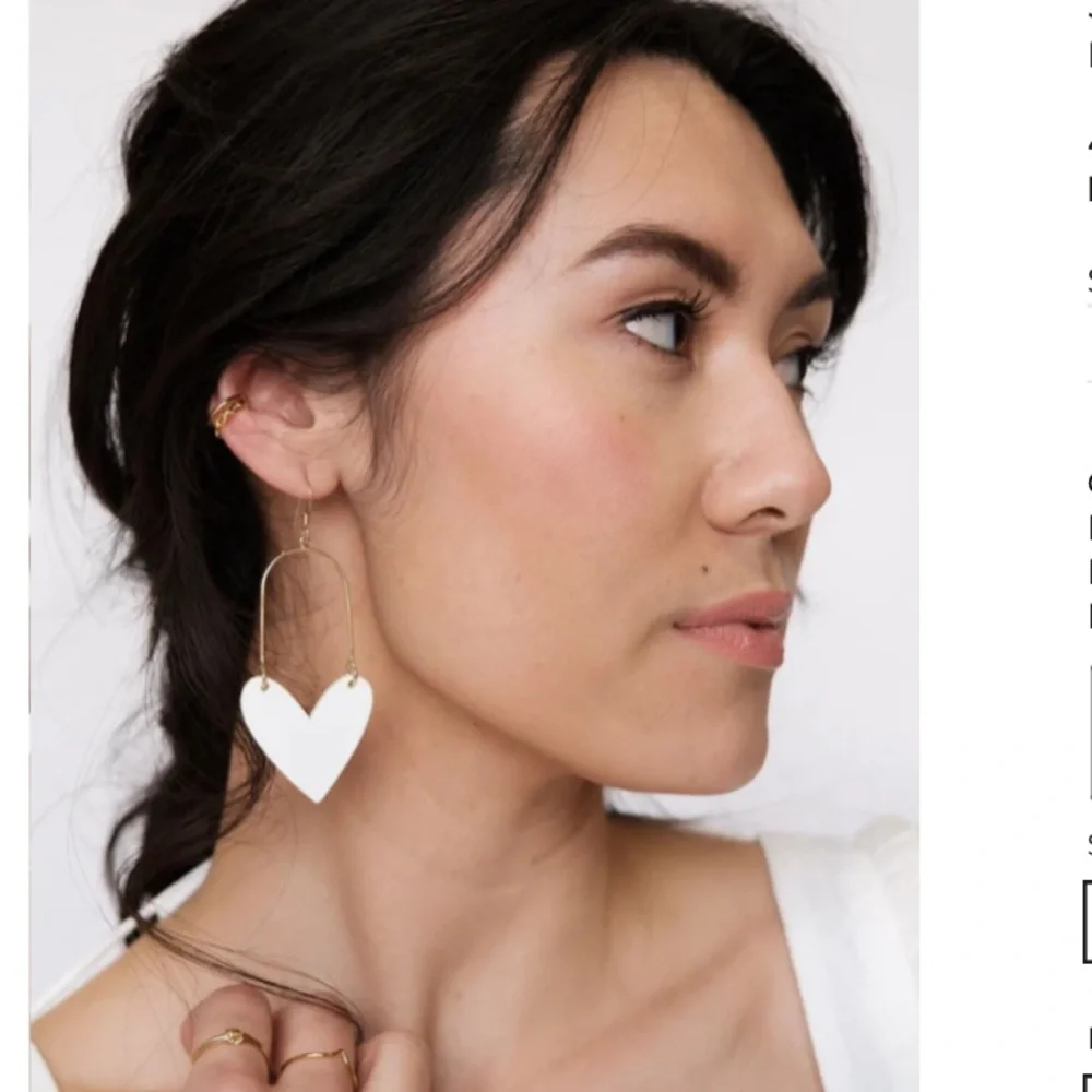 Nickel and Suede White Sweethearts Leather Earrings
